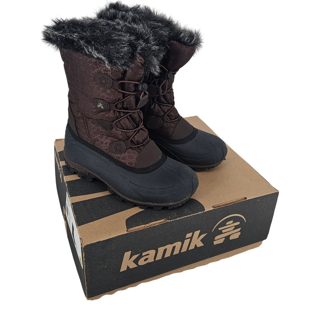Kamik Momentum Womens Snow Boots Dark Brown Waterproof Insulated Faux Fur Size 6